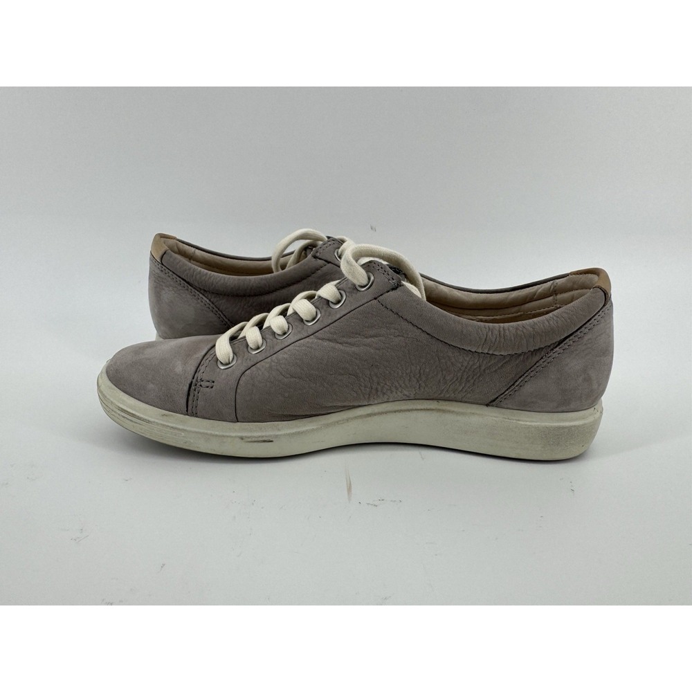ECCO Soft 7 Women 39 8 Taupe Nubuck Leather Low Top Sneakers Lace Up Shoes - Picture 4 of 10